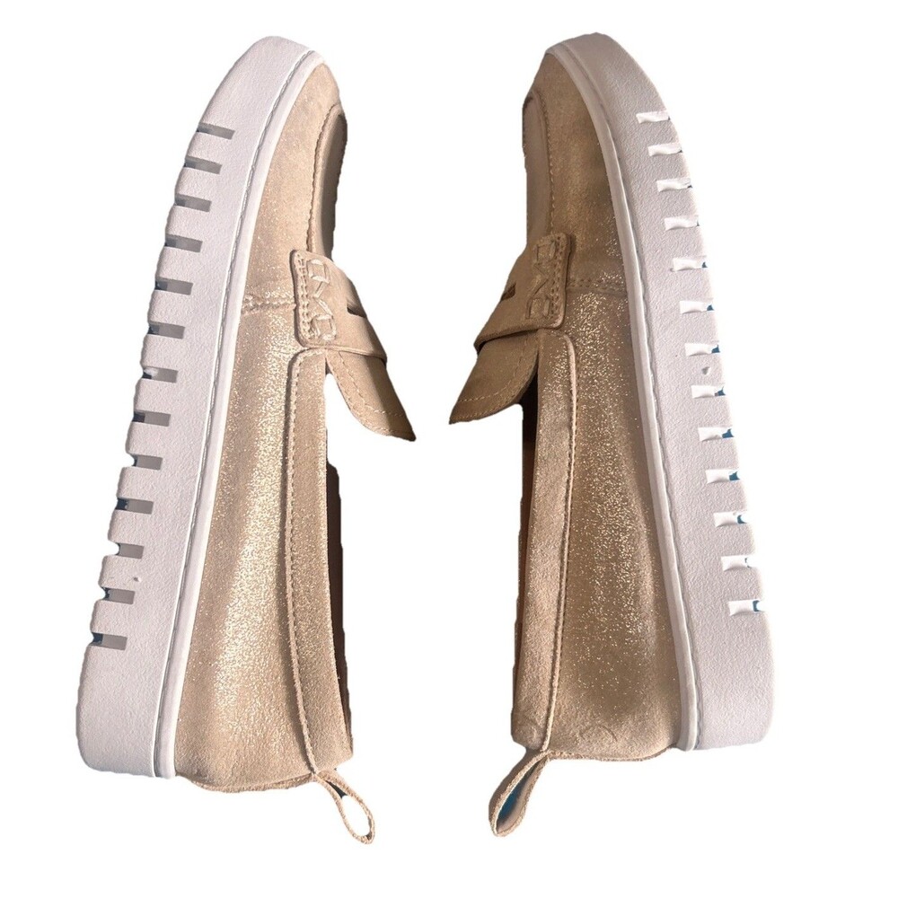 Vionic Uptown Womens Size 6 Leather Penny Loafers Slip-Ons Gold Metallic Shoes - Picture 12 of 16